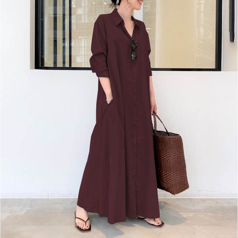 New Casual Loose Women's Solid Color Simple Dress 简约连衣裙图片
