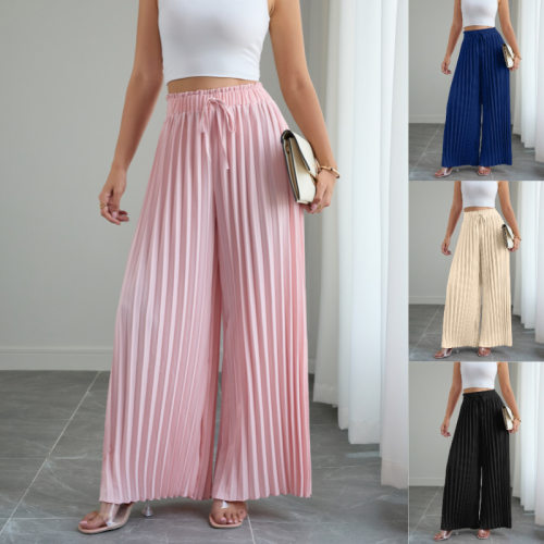 New Women's Solid Color Loose Wide-Leg Pants女纯色宽松阔腿裤