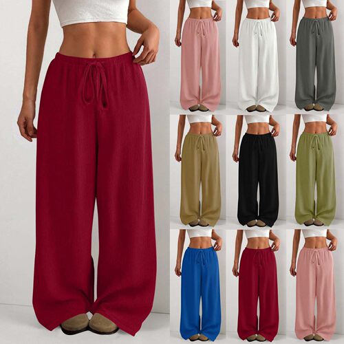 New Women's Solid Color Loose Wide-Leg Casual Pants 休闲长裤