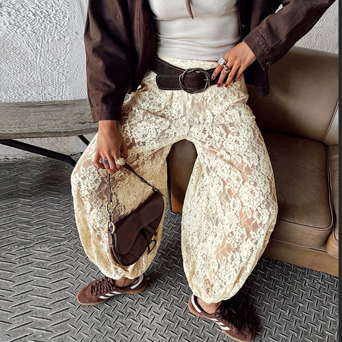 Elegant lace long pants for women's commuter pants休闲通勤裤