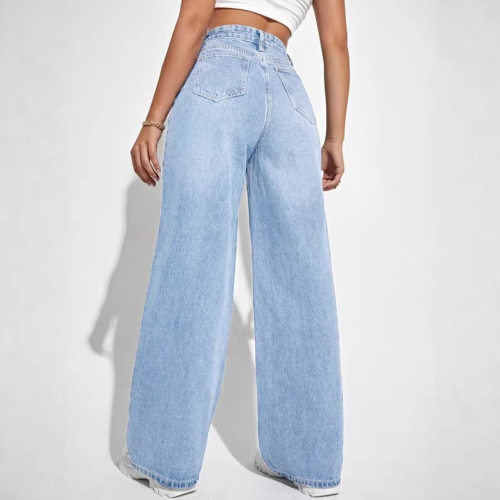 New Versatile Women's Loose Straight-Leg Jeans新款百搭牛仔裤
