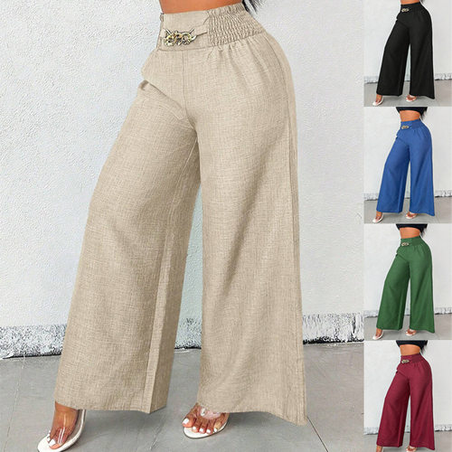 New Women's Fashion Elastic Wide-Leg Pants女时尚松紧阔腿长裤