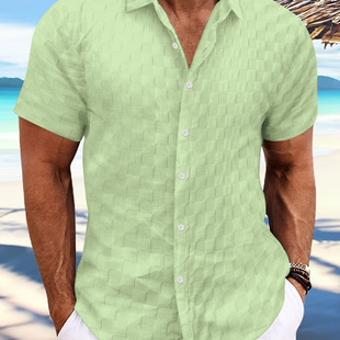 sleeve 衬衫 格子休闲短袖 shirt男 short casual plaid men New