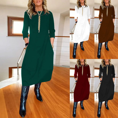 New versatile loose long-sleeve dress for women 长袖连衣裙女