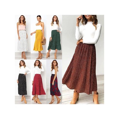 Fashionable polka dot sweet pocket pleated skirt女波点半身裙