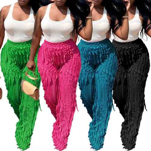 Women's ruffle loose high-waist wide-leg pants宽松女阔腿长裤