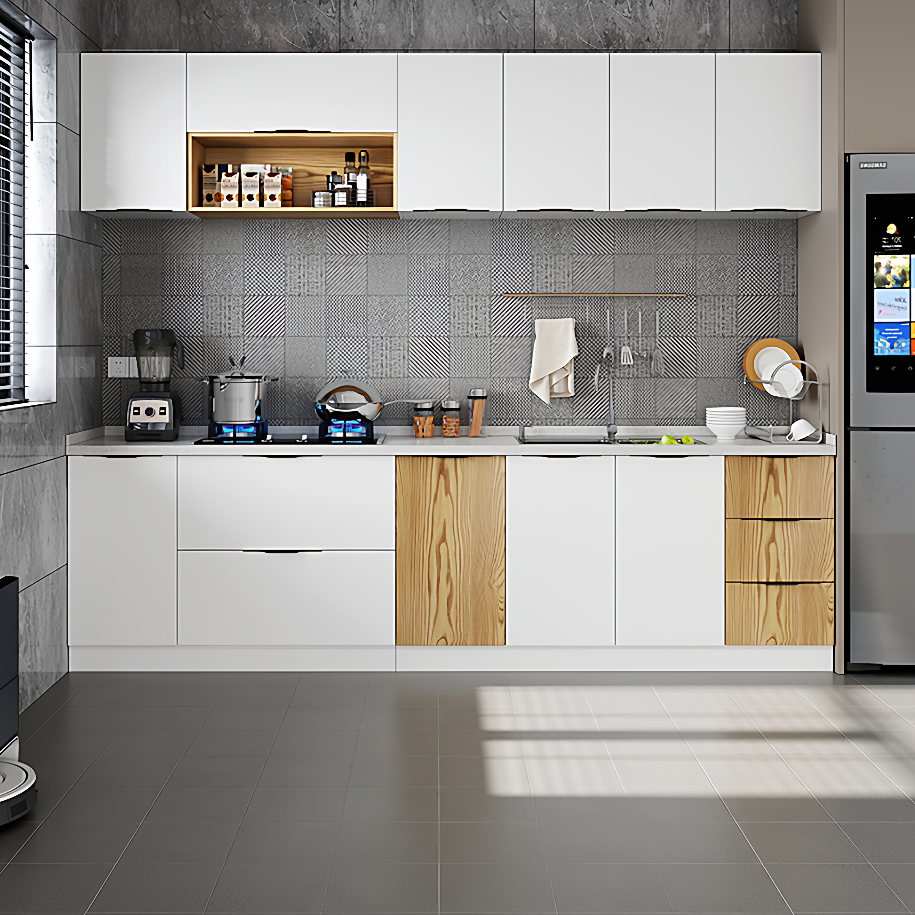 简约现代多功能石英石橱柜