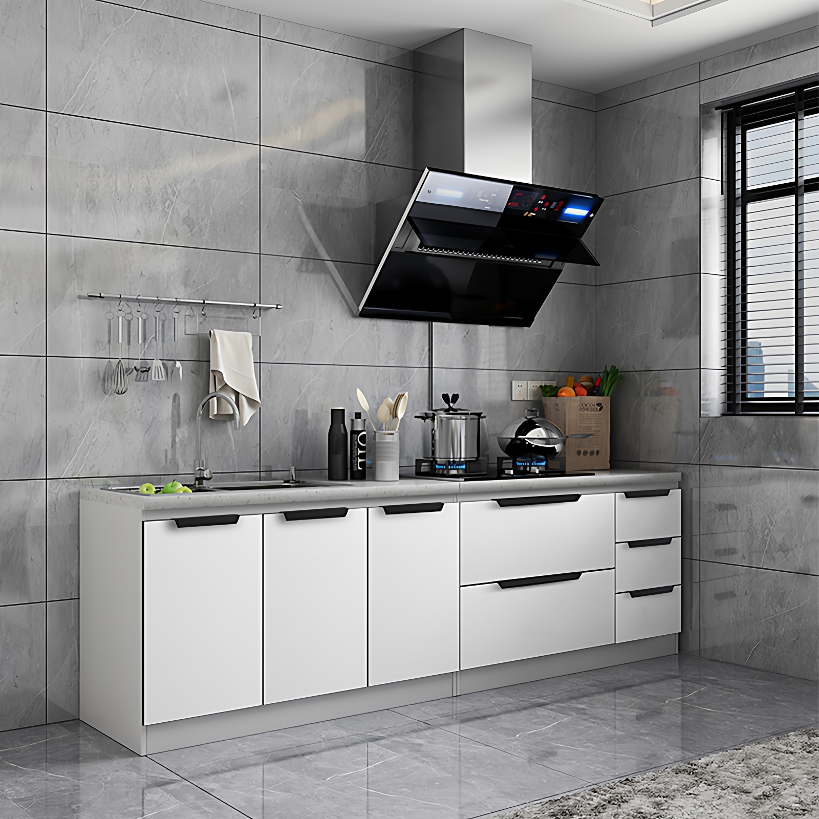 整体橱柜石英石台面碗柜经济型