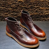 马丁靴女高帮圆头真皮机车男鞋 阿美咔叽美式 复古英伦风工装 伞兵靴