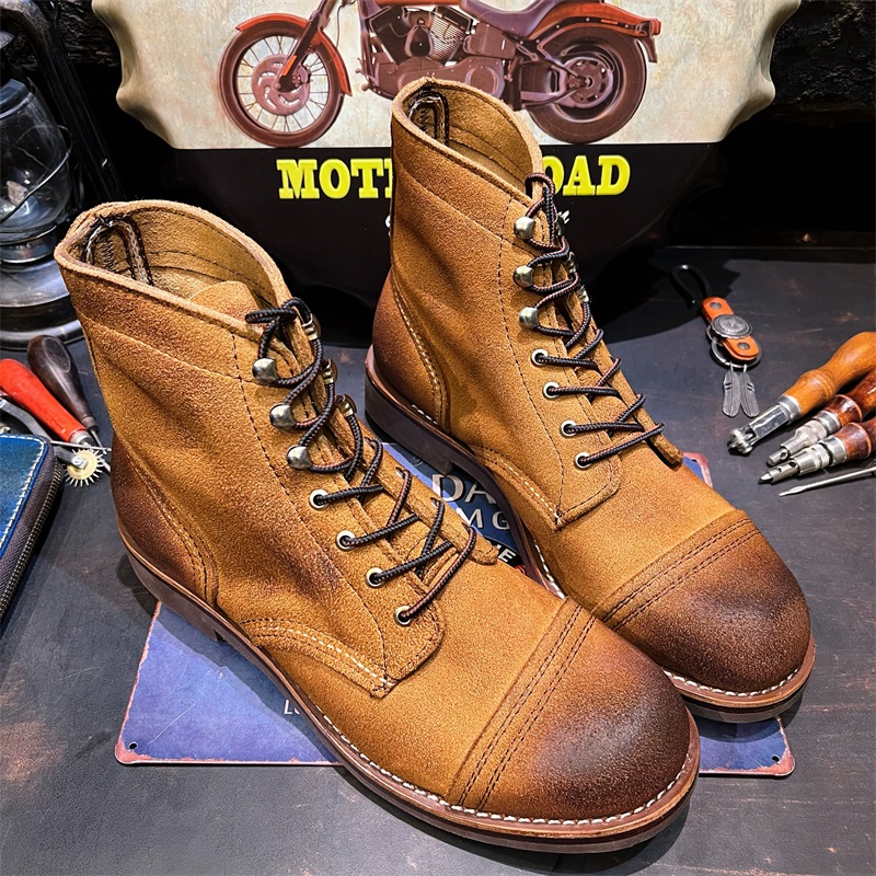 固特异美式复古圆头工装马丁靴