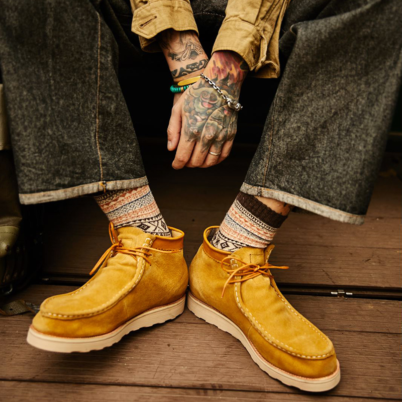 阿美咔叽厚底袋鼠鞋翻毛皮靴潮流