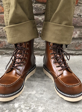阿美咔叽复古真皮875工装靴男款英伦风马丁伞兵靴女高帮机车鞋潮