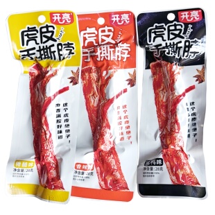 开亮虎皮手撕脖手撕鸡脖非鸭脖休闲零食办公室追剧香辣糖醋黑鸭味