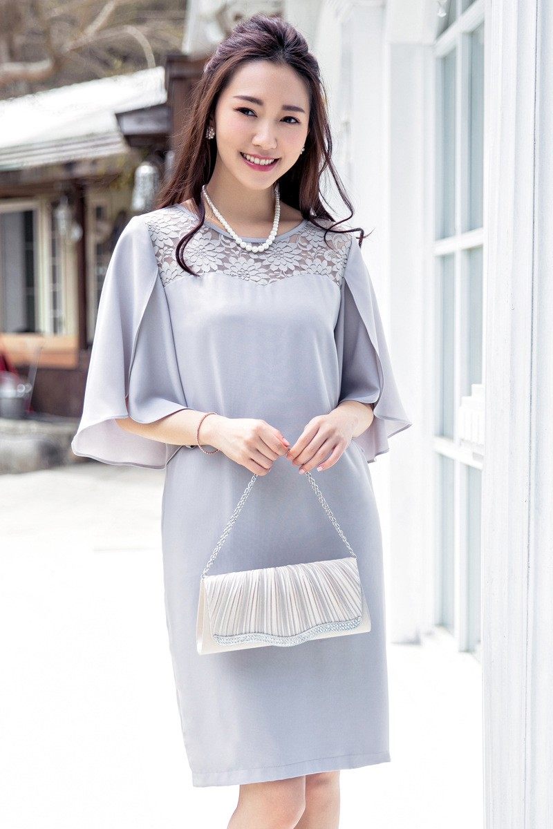 蕾丝蝙蝠袖连衣裙显瘦宴会礼服主持生日演出新娘结订婚伴娘敬酒服