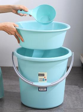 加厚塑料水桶学生宿舍用桶盆套装大号提手装储水用桶洗衣桶洗澡桶