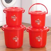 大红色小红桶搬家乔迁子孙桶带盖小红桶结婚喜庆加厚塑料桶喜事桶