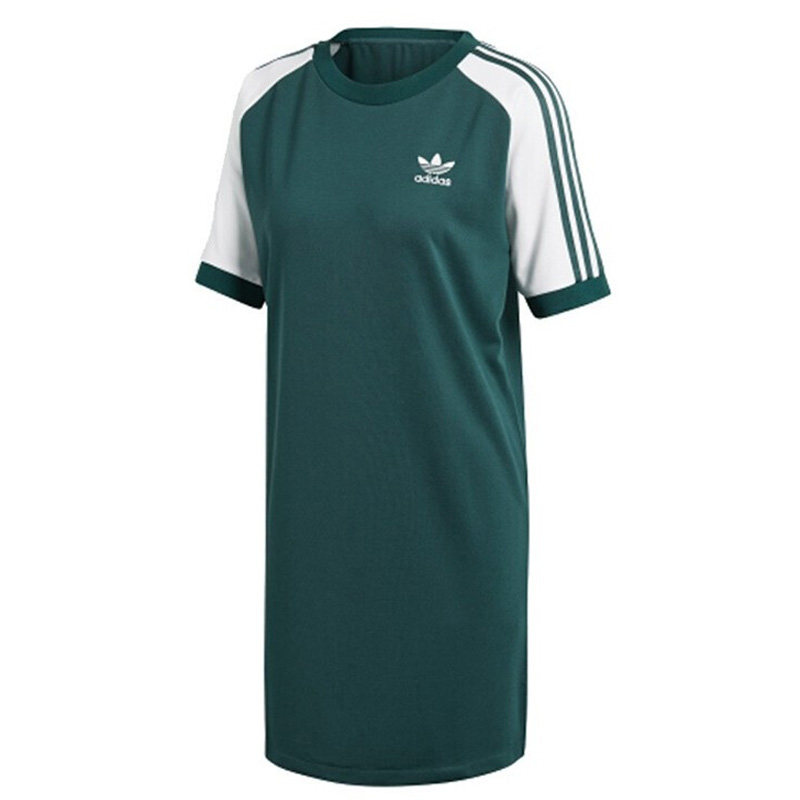 阿迪达斯三叶草裙子女夏季新款连衣裙中长款短袖运动服女装ce4963