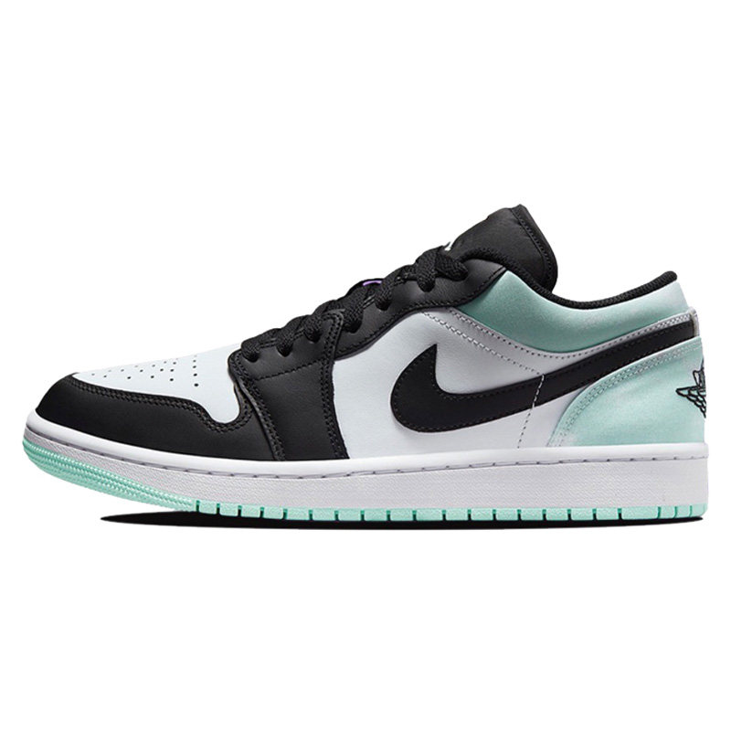 耐克男鞋air jordan 1 aj1 黑白绿扎染低帮篮球鞋板鞋dm1199-100