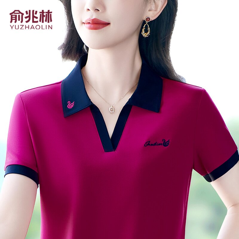 俞兆林品牌POLO衫短袖T恤女夏季新款2026时尚洋气宽松休闲上衣服