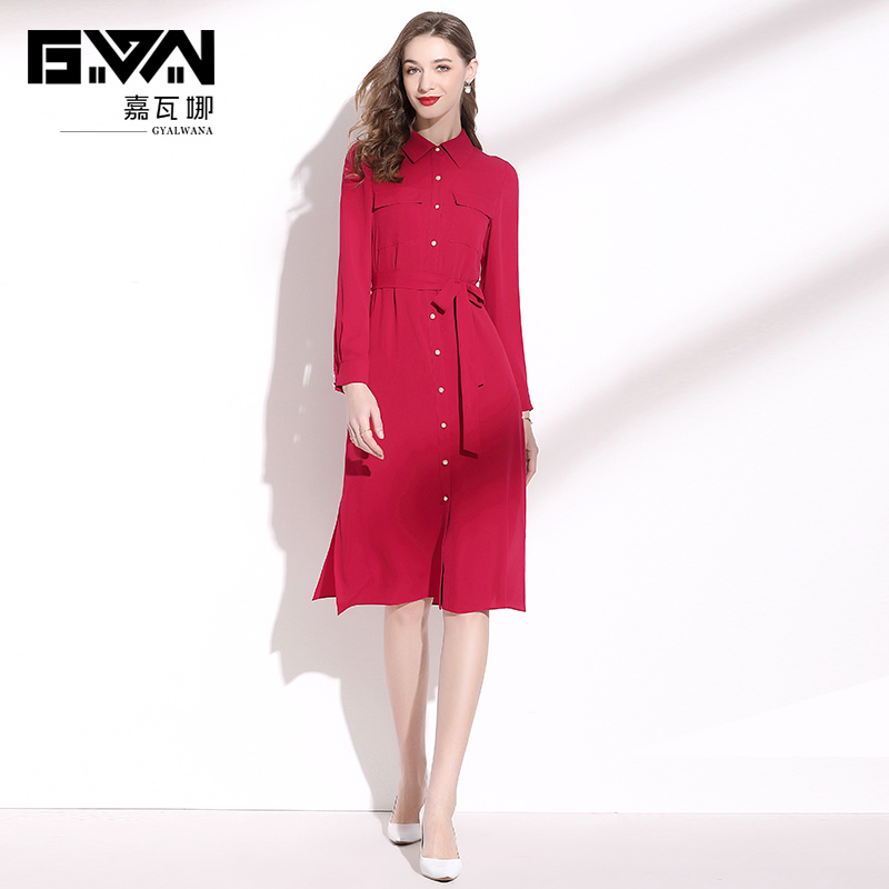 春季新款高端洋气风雪纺连衣裙