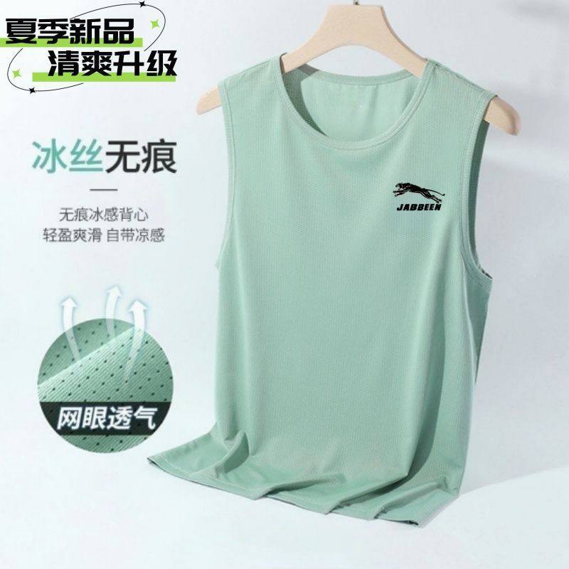 夏季潮流男装冰丝网眼背心T恤吸汗速干加大码加肥运动吸汗透气