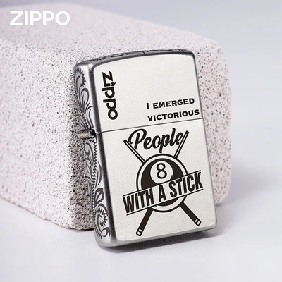 Zippo打火机正版最后赢家台球风暴黑8雕刻之宝防风煤油送男友礼物