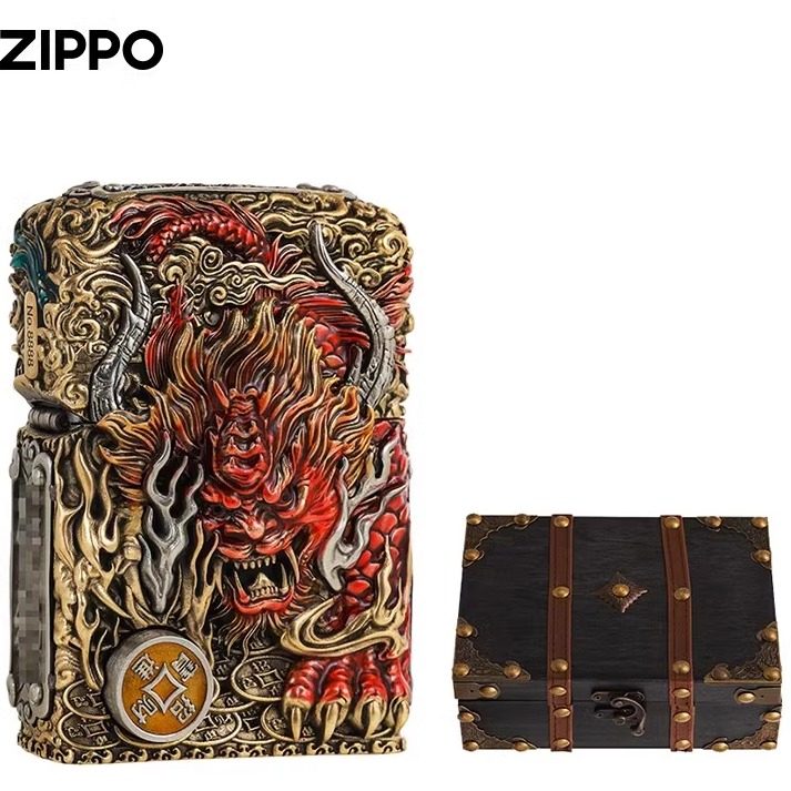 正品Zippo防风打火机灵动招财貔貅 夜光重盔甲机珐琅彩打火机男