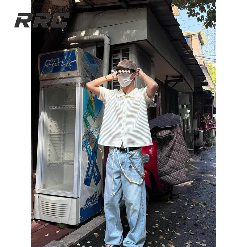 CLEANFIT RETRO CUT-OUT SHIRT BOYS SUMMER THIN KNIT SWEATER SHORT SLEEVE OLD MONEY STYLE WEAR LAPEL HALF SLEEVE