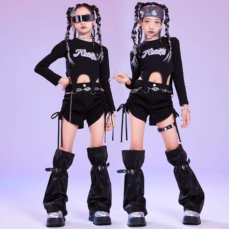 女童爵士舞服装表演服少儿jazz演出服套装儿童街舞潮服走秀练功服