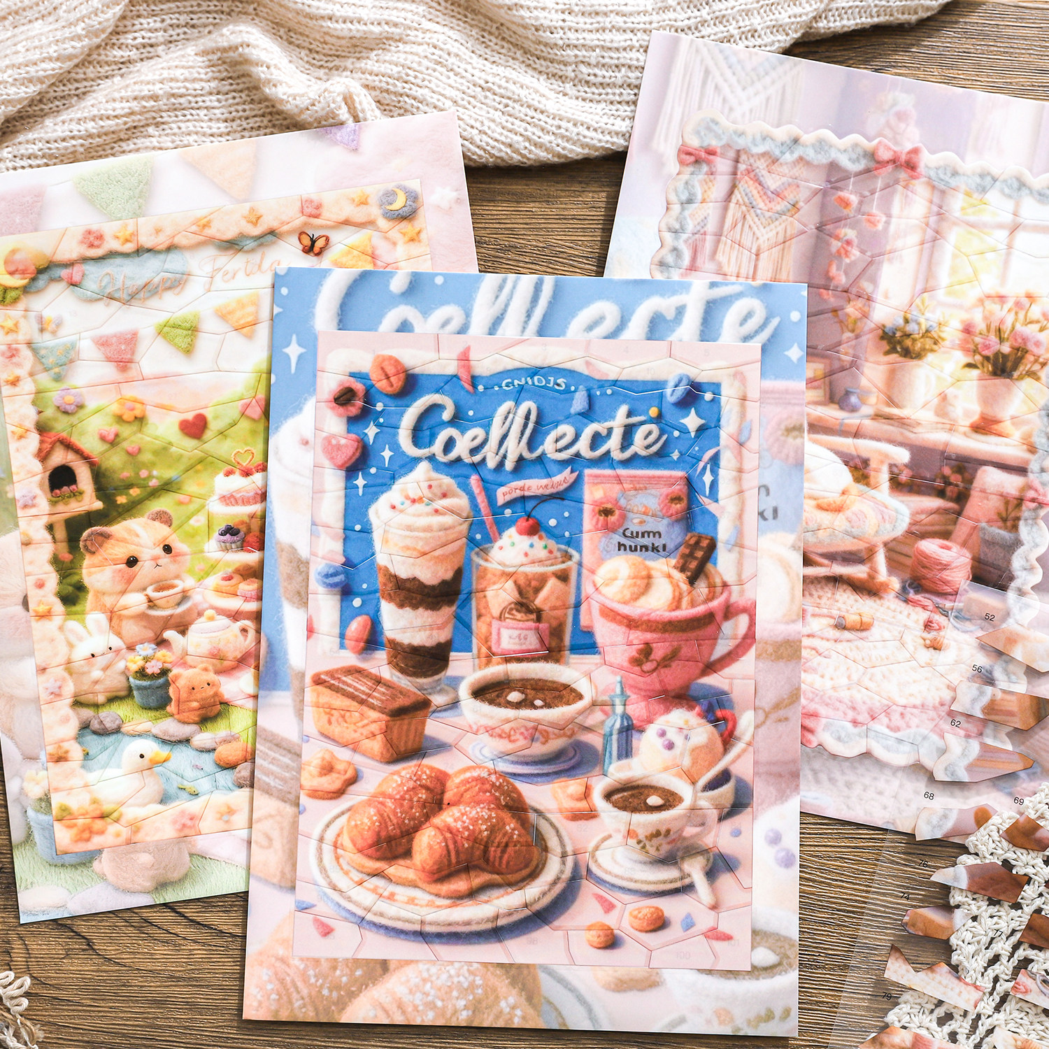 纸迹毛绒杂货铺系列造景贴纸绒绒茶话会美味绒绒书微缩场景3D立体贴