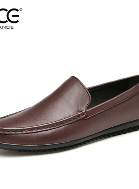 CCE男鞋英伦大码牛皮纯色豆豆鞋懒人开车一脚蹬休闲鞋子男3650-C