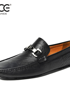 CCE男鞋头层牛皮舒适大码豆豆鞋男百搭英伦休闲开车鞋男LD2758-C