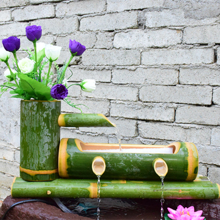 竹子流水器摆件循环水过滤器养鱼