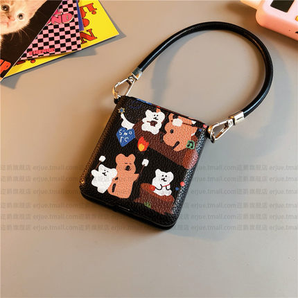 呆萌适用华为pocket2手机壳purax皮nova三星zflip7 5 6卡p50卡通vivox flip硬oppofindn3n2女w24荣耀v小米mix