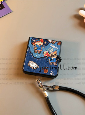 牛仔新适用华为pocket2手机壳purax硬nova三星zflip7 6 4卡通vivox皮oppofindn3n2女荣耀v小米mix flip绳p50