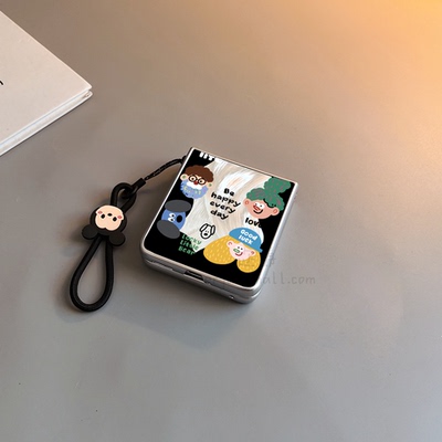 涂鸦happy适用小米mixflip华为purax手机壳pocket2硬novaflips三星zflip764卡通荣耀v磨砂oppofindn3n2女w25