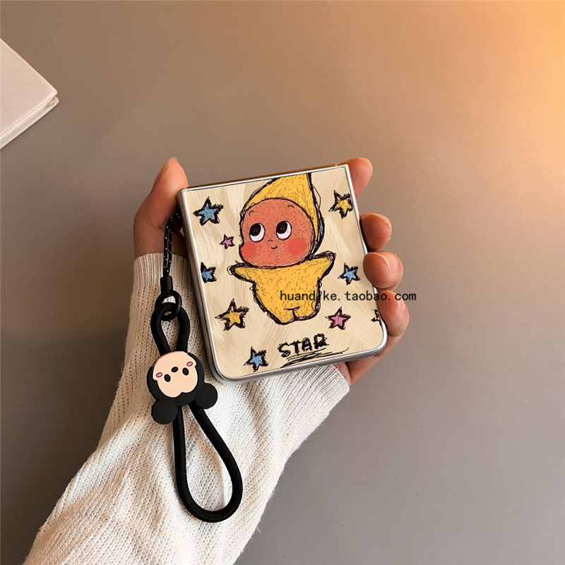 涂鸦星星适用小米mixflip华为purax手机壳pocket2硬novaflip三星zflip7564卡通vivox磨砂oppofindn3n2女w25