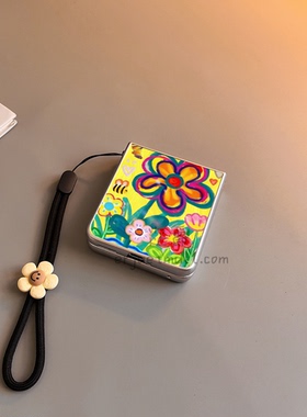 花朵蝴蝶适用华为purax手机壳pocket2小米mixflip硬novaflips三星zflip764卡通p50磨砂oppofindn3n2女w25