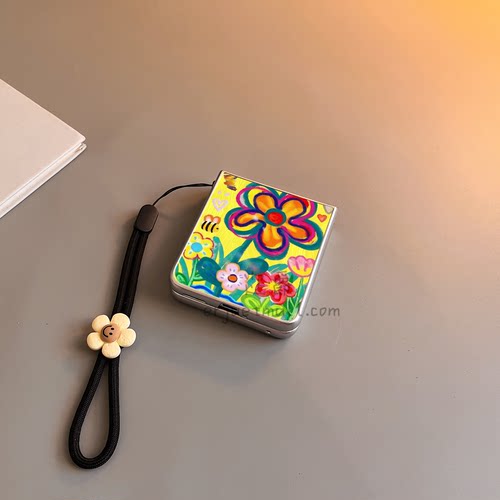 花朵蝴蝶适用华为purax手机壳pocket2小米mixflip硬novaflips三星zflip764卡通p50磨砂oppofindn3n2女w25