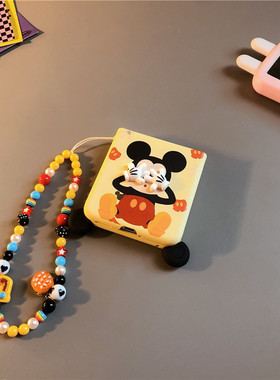 米奇适用华为purax手机壳pocket2硬nova三星zflip7564卡通vivox磨砂oppofindn3n2女荣耀v小米mix flip挂绳p50