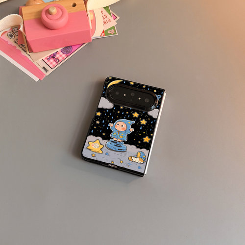 夜晚星星人适用华为purax max手机壳pocket2硬小米mix可爱novaflip三星zflip764卡通荣耀voppofindn3n2女w25