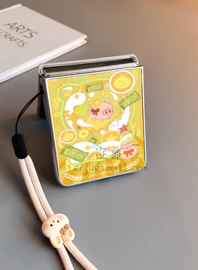 金钱猪有钱花适用华为purax手机壳pocket2小米mixflip硬novaflips三星zflip764卡通p50磨砂oppofindn3n2女w25