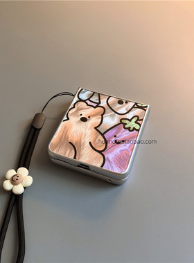 动物适用小米mixflip华为purax手机壳pocket2硬novaflip三星zflip7564卡通vivox磨砂oppofindn3n2女0