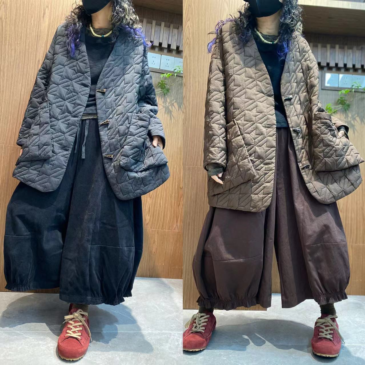 欧货大码中长款棉服外套女秋冬新款宽松加厚棉衣休闲大口袋上衣