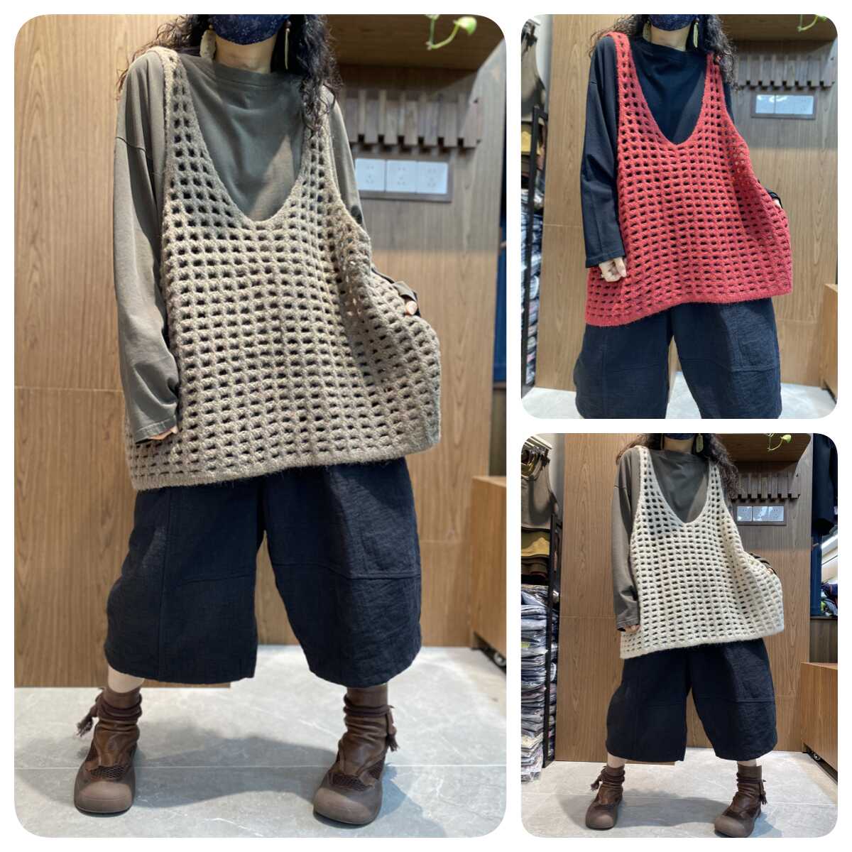 背心马夹大码宽松镂空时尚