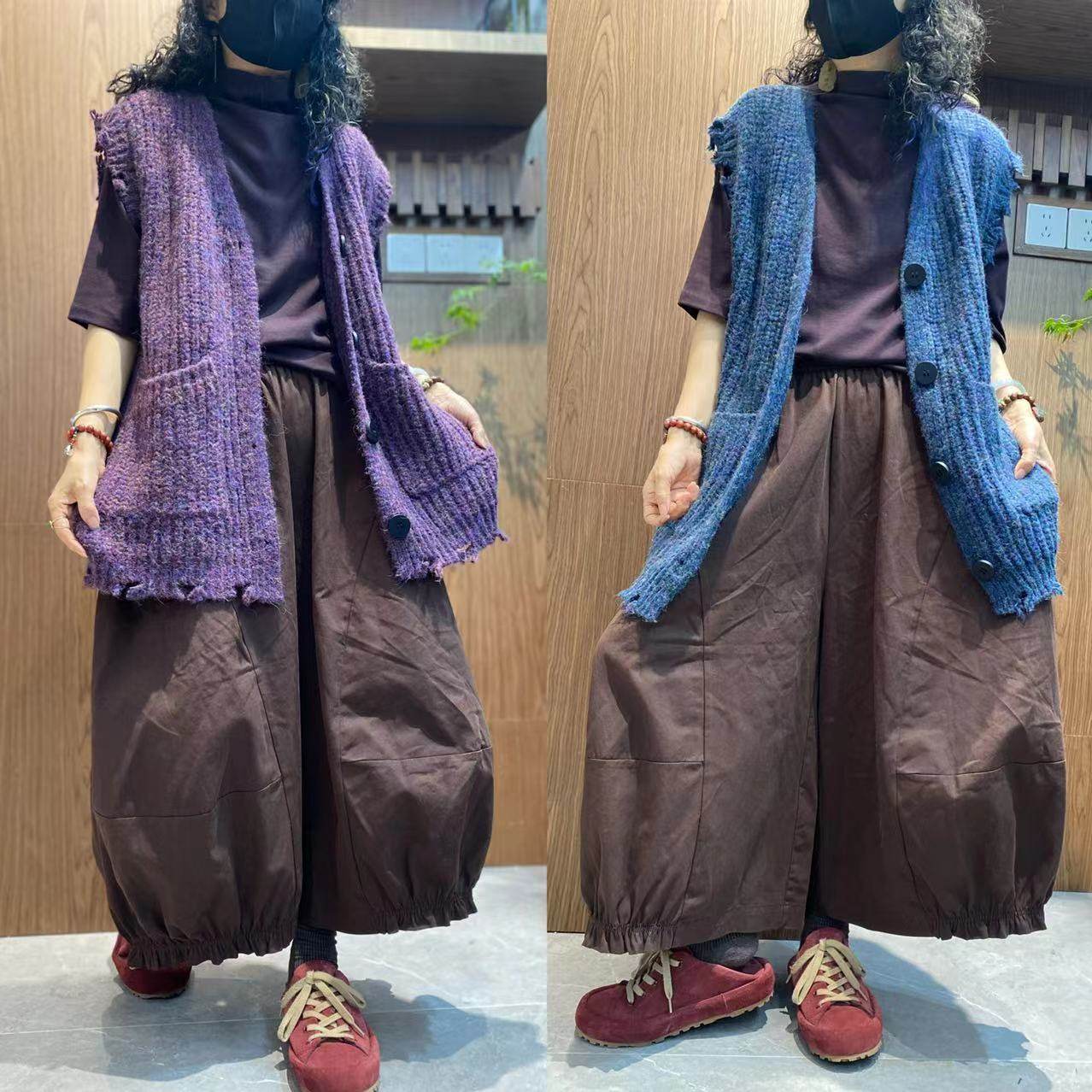 大码女装2025秋季新款宽松显瘦中长款破洞设计无袖毛衣马夹