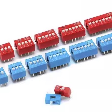 拨动开关 1PSWP 2 3 4 56 位7 8   10 2.54mm脚距 拨码9 红色 蓝