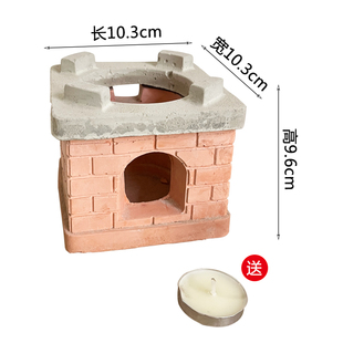 迷你厨房红砖块小灶台儿童过家家娃娃屋仿真微缩食玩摆件烛台