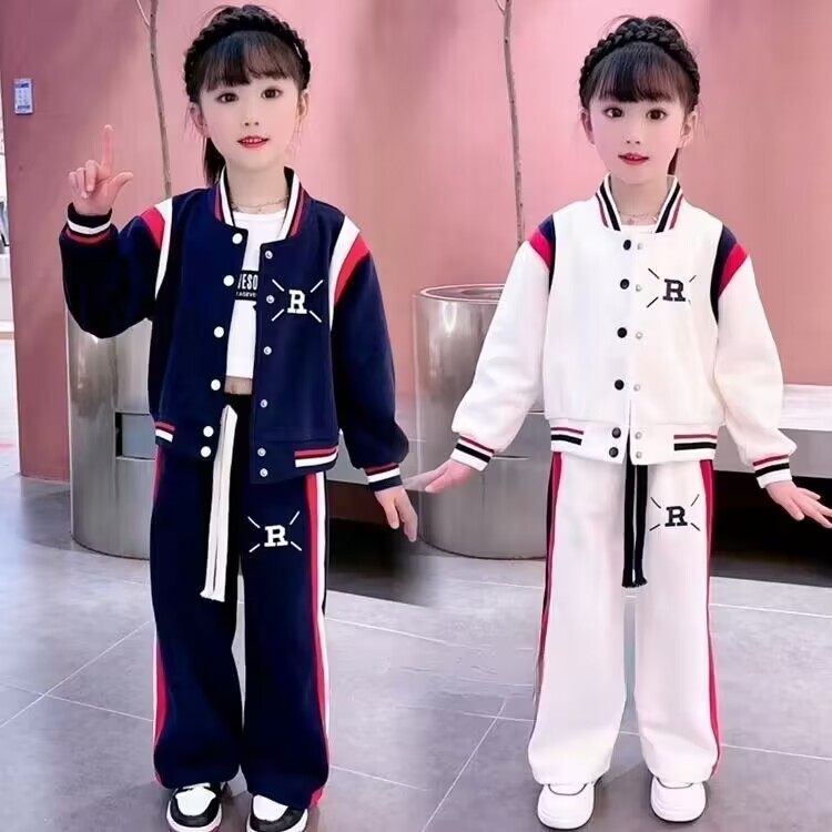 春秋新款儿童运动套装女童撞色棒球服外套休闲裤两件套减龄时尚洋,童装/婴儿装/亲子装,儿童运动套装,淘宝优惠券,粉丝福利购,淘宝优惠卷
