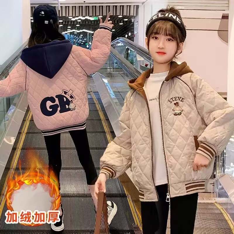 女童秋冬装洋气加绒加厚一体绒外
